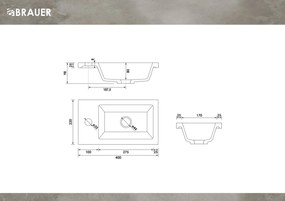 Brauer Solar Slim fontein mineraalmarmer 40x22cm met kraangat wit glans