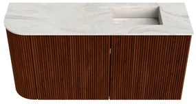 Mondiaz Joya DLux 80cm toiletmeubel ronding links ruby met wastafel faye rechts zonder kraangat ostra