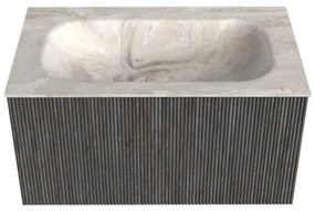 Mondiaz Kurve-dlux 80cm badmeubel shadow met 1 lade en wastafel big small midden zonder kraangat frappe