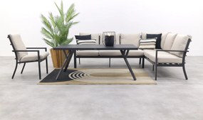 Sergio lounge dining set met stoel - Carbon/Desert - 3-delig rechts