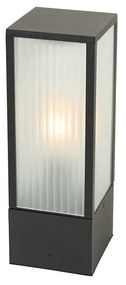 Staande buitenlamp zwart met ribbel glas 40 cm IP44 - Charlois