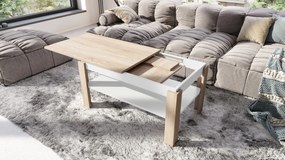 ASTI-R Sonoma eiken/wit mat - moderne salontafel met uitschuifbaar blad