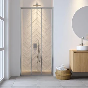 Sealskin Hooked Driedelige schuifdeur 80x200 cm, 6 mm helder veiligheidsglas met antikalklaag chroom CCX120806265100