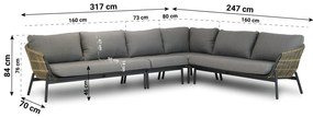 Hoek loungeset 5 personen Aluminium/wicker Taupe  Coco Nathan/Rimini