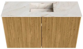 Mondiaz Joya DLux 70cm toiletmeubel oak met wastafel faye midden zonder kraangat frappe