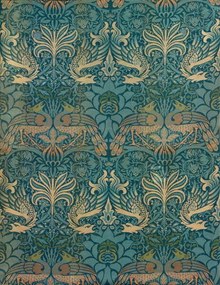 Kunstreproductie Peacock and Dragon Textile Design, c.1880, Morris, William