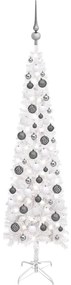 vidaXL Kerstboom met LED's en kerstballen smal 120 cm wit
