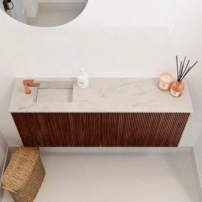 Mondiaz Joya DLux 100cm toiletmeubel ruby met wastafel faye links 1 kraangat opalo