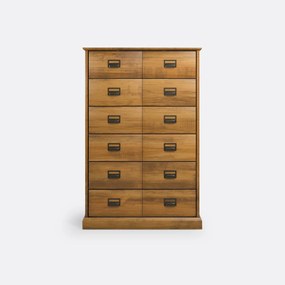 Hoge ladekast, massief dennenhout, 6 lades, Lindley