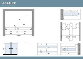 Brauer Void profielloze nisdeur 110cm met draaideur 60cm aan muur zwart mat