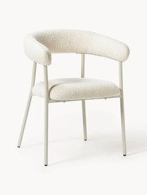 Gestoffeerde bouclé eetstoelen Thiago met armleuningen, 2-delig