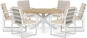 Tuinset Ronde Tuintafel 6 personen 160 cm Aluminium Wit  Lifestyle Garden Furniture Alessio/Wellington