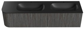 Mondiaz Kurve 175cm badmeubel ronding links shadow met 2 lades en 1 deur en wastafel big small dubbel/rechts 2 kraangaten urban