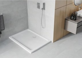 Mexen Flat rechthoekige douchebak slim 90 x 70 cm, wit, chroom sifon - 40107090
