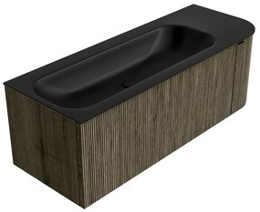 Mondiaz Kurve 125cm badmeubel ronding rechts shadow met 1 lade en deur en wastafel big medium kraangat links urban