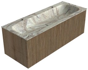 Mondiaz Kurve-dlux 120cm badmeubel dusk met 1 lade en wastafel big large midden 2 kraangaten glace