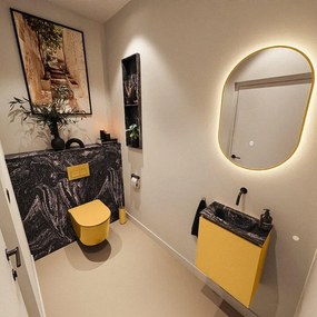 MONDIAZ TURE-DLUX 40cm toiletmeubel Ocher. EDEN wastafel Lava positie midden. Zonder kraangat. TUREDX40OCHM0LAV