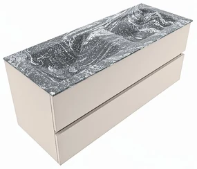 Mondiaz Vica DLux badmeubel 120cm linen 2 lades met wastafel lava dubbel zonder kraangat
