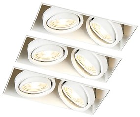 Set van 3 inbouwspots wit GU10 kantelbaar trimless 2-lichts - Oneon Modern GU10 Binnenverlichting Lamp
