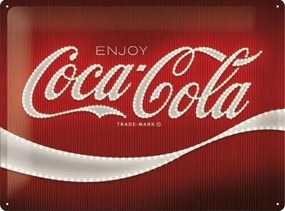 Metalen bord Coca-Cola - Logo - Red Lights, (40 x 30 cm)