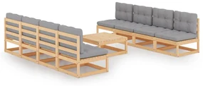 vidaXL 9-delige Loungeset met kussens massief grenenhout