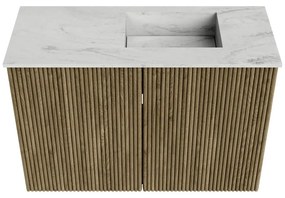 Mondiaz Joya DLux 60cm toiletmeubel dusk met wastafel faye rechts zonder kraangat opalo