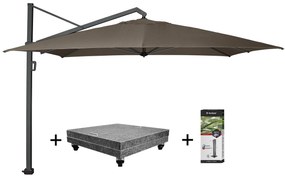 Icon zweefparasol 400x300 cm havanna met 150 KG voet en hoes