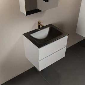 Mondiaz Aivy badmeubel 60cm talc met wastafel solid surface urban midden 1 kraangat en spiegelkast