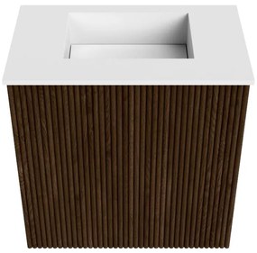 Mondiaz Joya 40cm toiletmeubel walnut met wastafel faye midden zonder kraangat talc