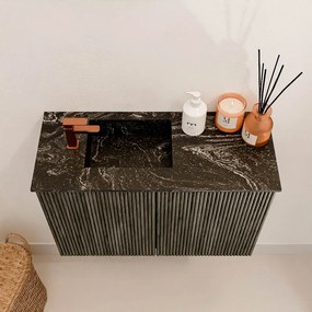 Mondiaz Joya DLux 60cm toiletmeubel shadow met wastafel faye links 1 kraangat lava