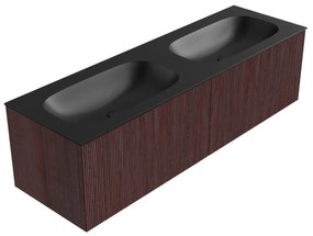 Mondiaz Kurve 150cm badmeubel ruby met 2 lades en wastafel big small dubbel zonder kraangat urban