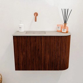 Mondiaz Joya DLux 60cm toiletmeubel ronding rechts ruby met wastafel faye links zonder kraangat opalo