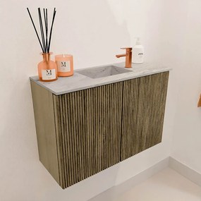Mondiaz Joya DLux 60cm toiletmeubel dusk met wastafel faye midden 1 kraangat glace