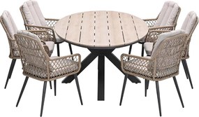 Garden Impressions Kalibo tuinset 7-delig natural - Tulli tuintafel 220x115 cm - light teak vironwood