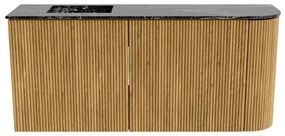 Mondiaz Joya DLux 90cm toiletmeubel ronding rechts oak met wastafel faye links 1 kraangat lava