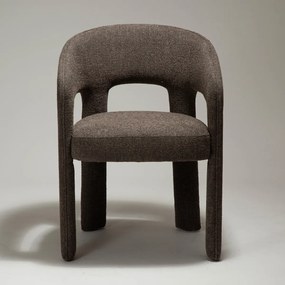 Dan-Form Splendor Bruine Boucle Eetkamerstoel Volledig Gestoffeerd