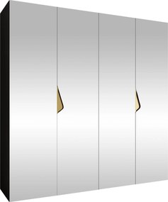 Kledingkast Hartford 630, Gouden, Zwart, 202x200x52cm, 135.3 kg, Kledingkast deuren: Met scharnieren