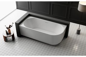 ZEZA Pure half vrijstaand hoekbad - links - 170x80x58cm - met afvoer - acryl - mat wit TW-7313L