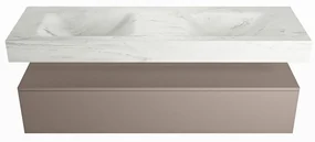 Mondiaz Alan DLux badmeubel 150cm smoke 1 lade met wastafel opalo dubbel zonder kraangat