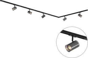 Modern railsysteem zwart me 5 spots 1-fase - Iconic Lloyd
