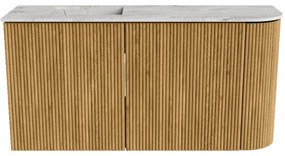 Mondiaz Joya DLux 80cm toiletmeubel ronding rechts oak met wastafel faye links zonder kraangat glace