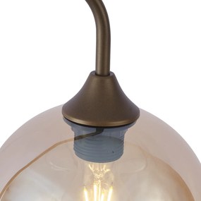 Art Deco vloerlamp donker brons met amber glas - Sandra
