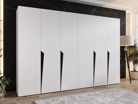 Kledingkast Hartford 607, Zwart, Wit, 202x300x52cm, 210.5 kg, Kledingkast deuren: Met scharnieren