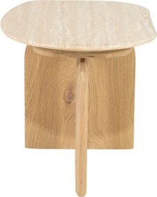 Ovale Bijzettafel Travertin - 60 X 38cm.