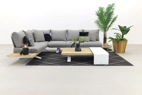 Suns Stockholm loungeset - White/teak - light antraciet
