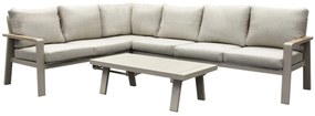 Lola hoek loungeset 5-delig aluminium latte zand