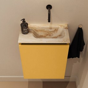 Mondiaz Ture DLux toiletmeubel 40cm ocher met wastafel frappe rechts zonder kraangat