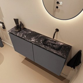 Mondiaz Ture DLux toiletmeubel 100cm dark grey met wastafel lava rechts zonder kraangat