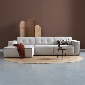 PEPP Interiors Flow Moderne Hoekbank Met Stiksels Beige Chaise Longue Links