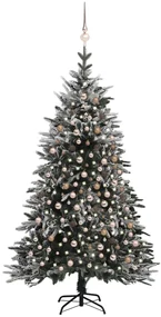 vidaXL Kunstkerstboom LED's, kerstballen en sneeuw PVC en PE 240 cm